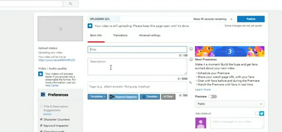 youtube title description tags